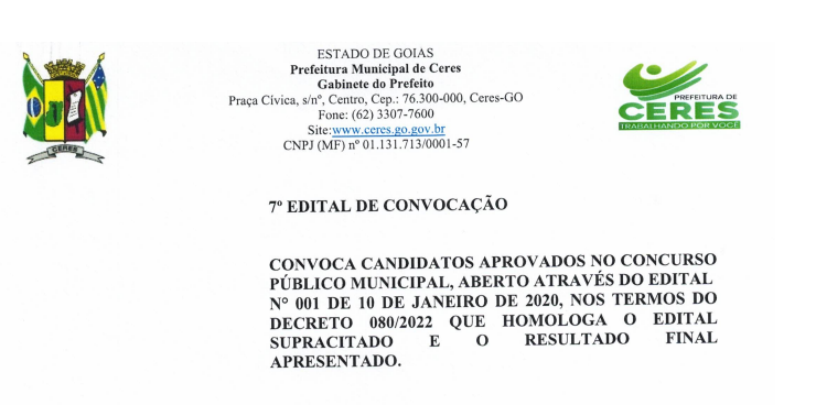 EDITAL DE CONVOCAÇÃO Nº: 001/2023 – Prefeitura de Bragança